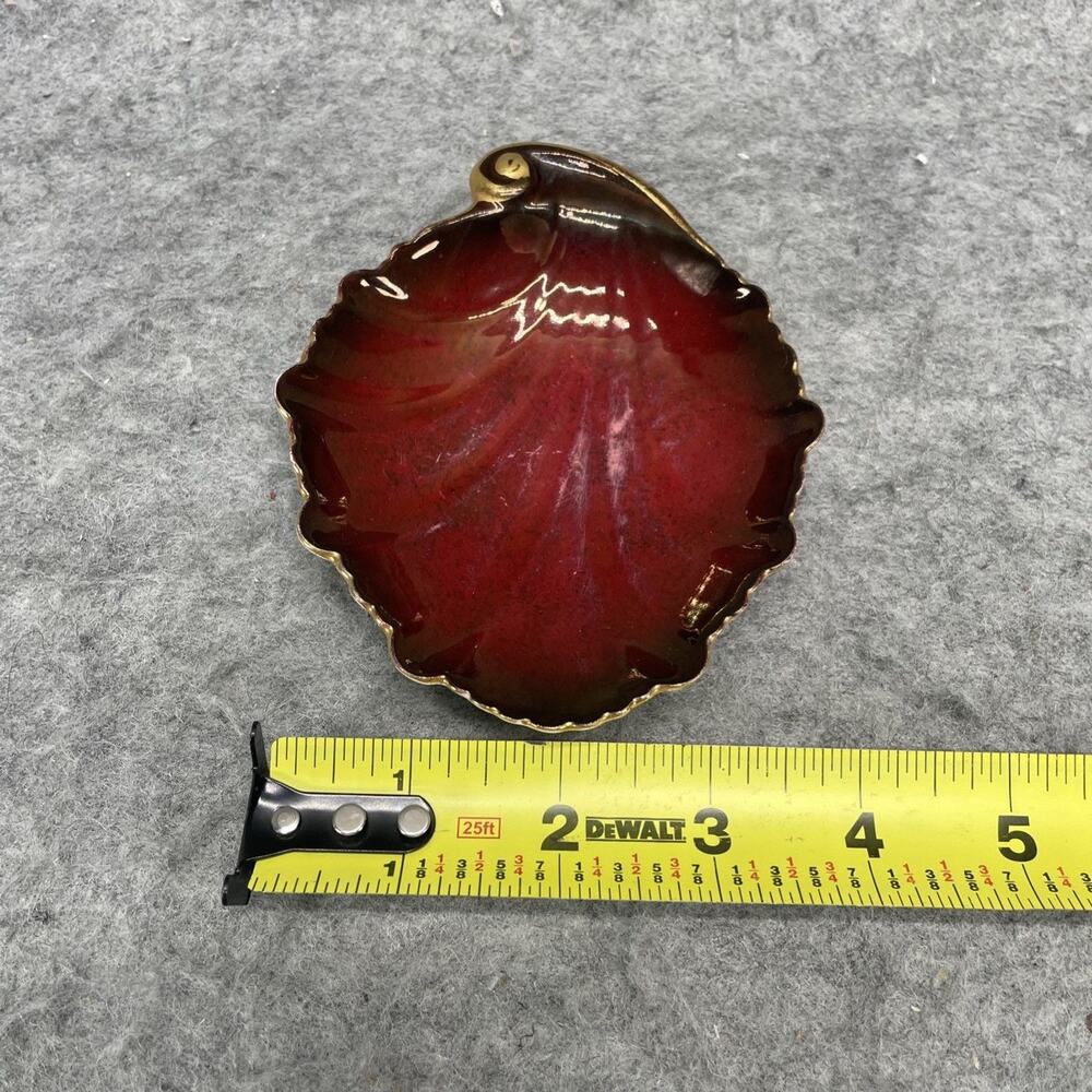 Carlton Ware Handpainted Rouge Royale Gold Gilded Plate Leaf Shaped Trinket Dish - Picture 8 of 9